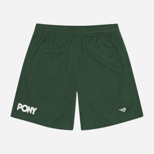 GREEN WORDMARK MESH SHORT