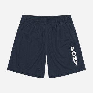 NAVY WORDMARK MESH SHORT